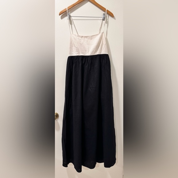 Abercrombie & Fitch Women’s Tie-Back Babydoll Maxi Dress Black & White Size L - Picture 3 of 5